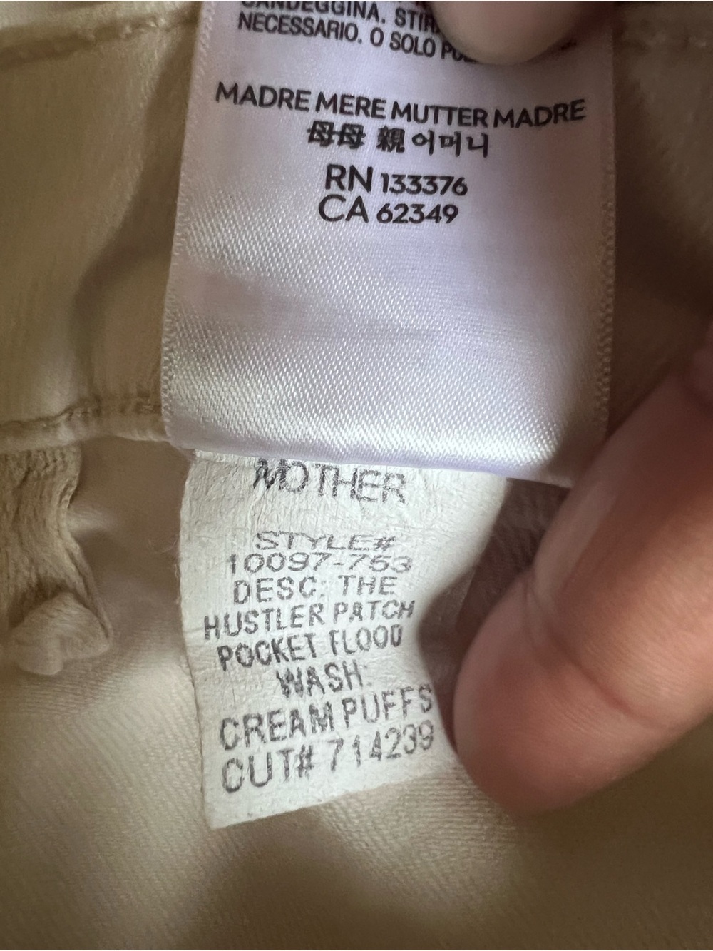 MOTHER The Hustler Patch Pocket Flood Jeans Cream Puffs Off-White Flare 28 - Picture 11 of 12